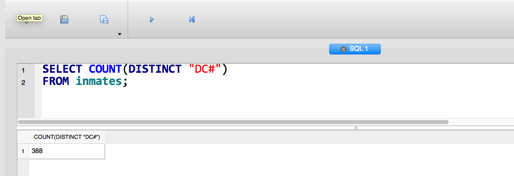 sqlite count distinct line